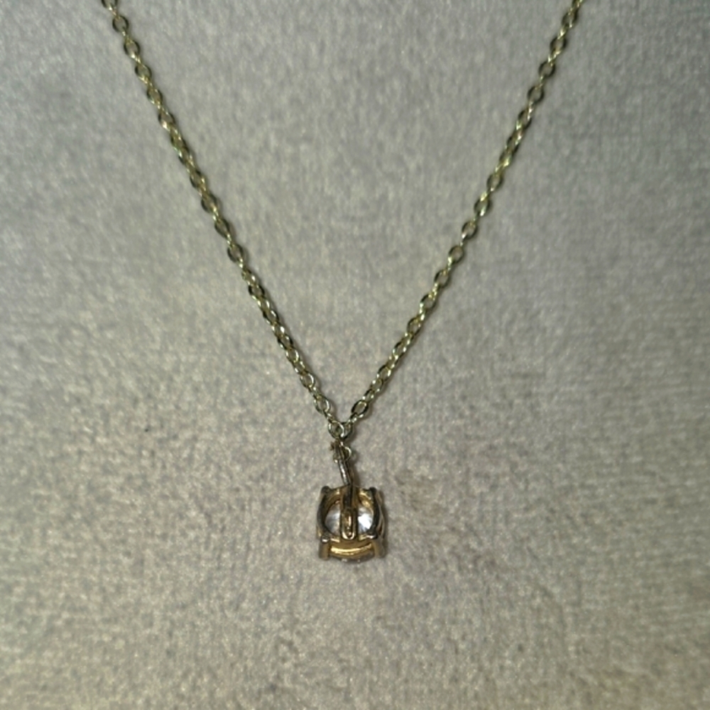 3 CT Cubic Zirconia With Gold & White 19" Necklace with Clear Pendant - Picture 4 of 6